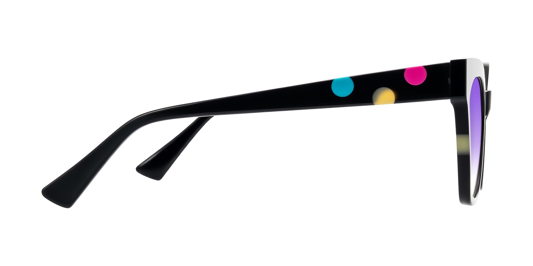 Side of Falcon in Midnight Spots with Purple Gradient Lenses