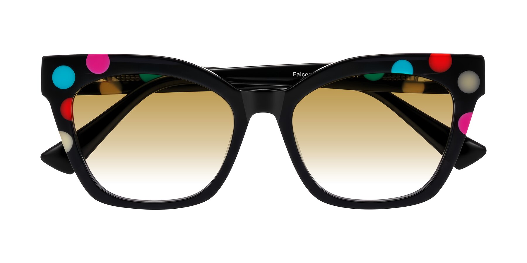 Folded Front of Falcon in Midnight Spots with Champagne Gradient Lenses