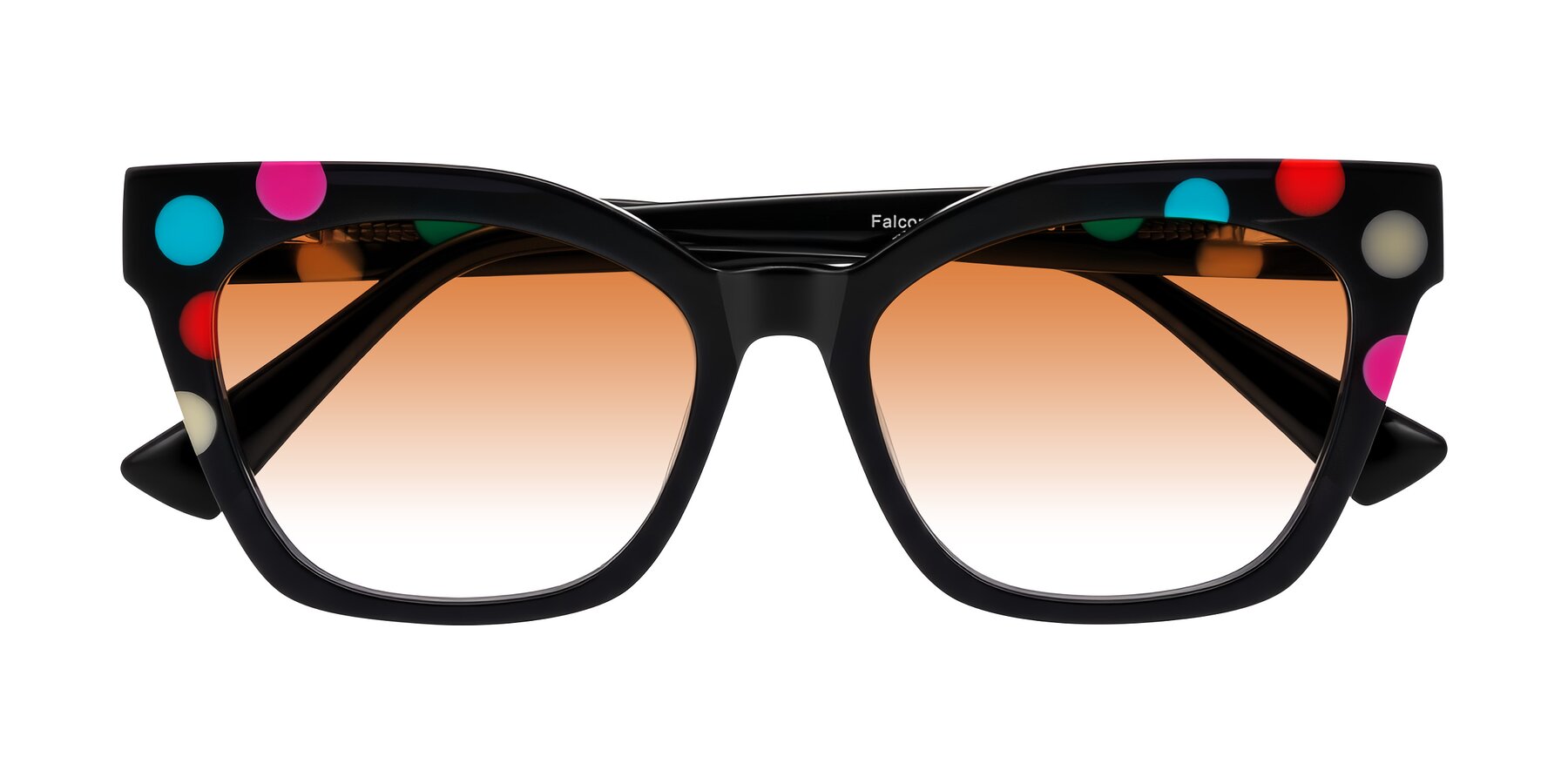 Folded Front of Falcon in Midnight Spots with Orange Gradient Lenses