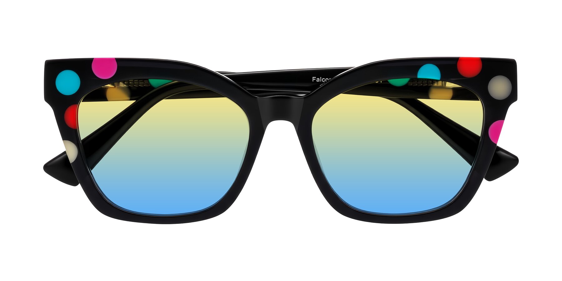Folded Front of Falcon in Midnight Spots with Yellow / Blue Gradient Lenses