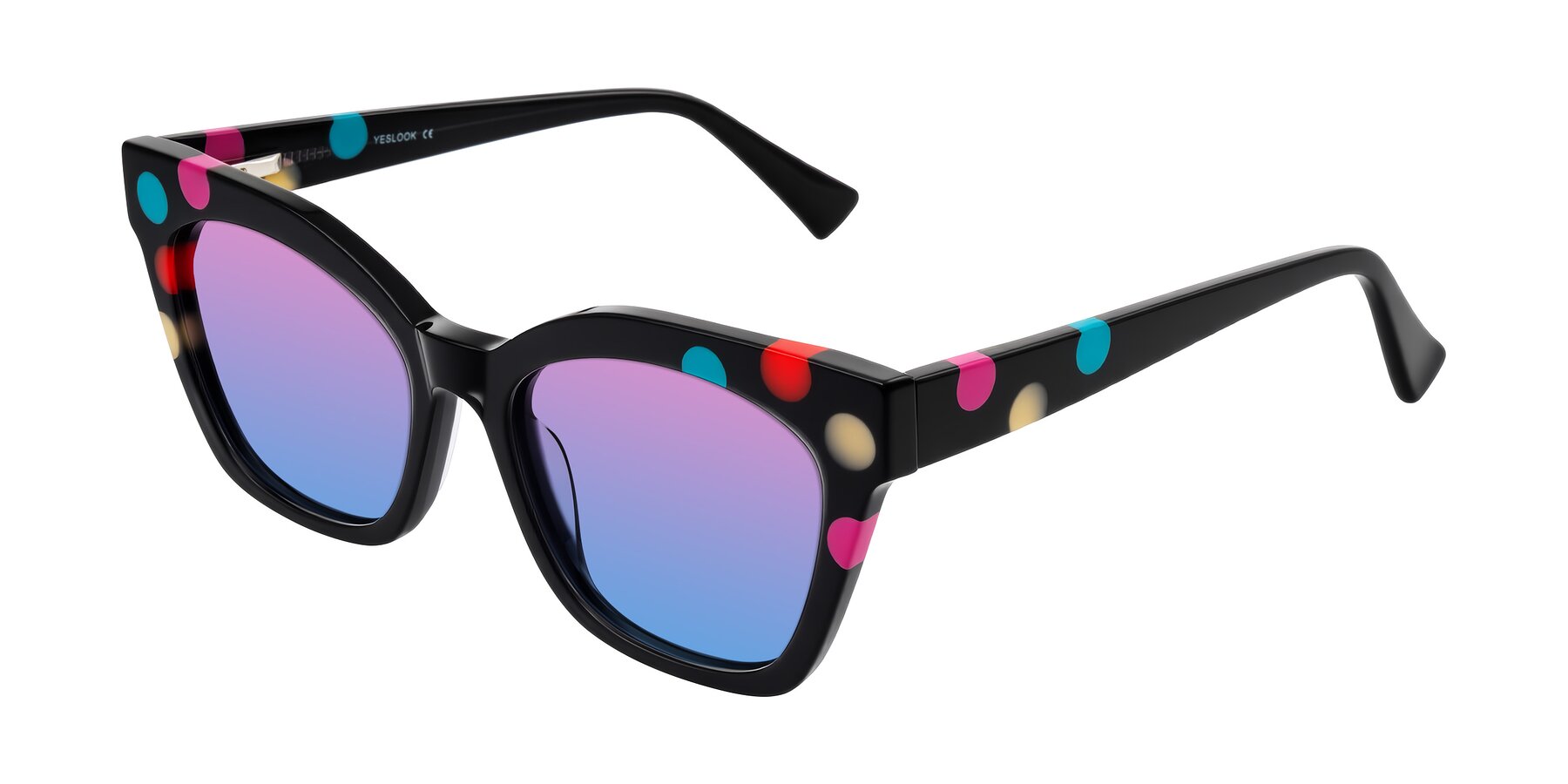 Angle of Falcon in Midnight Spots with Pink / Blue Gradient Lenses