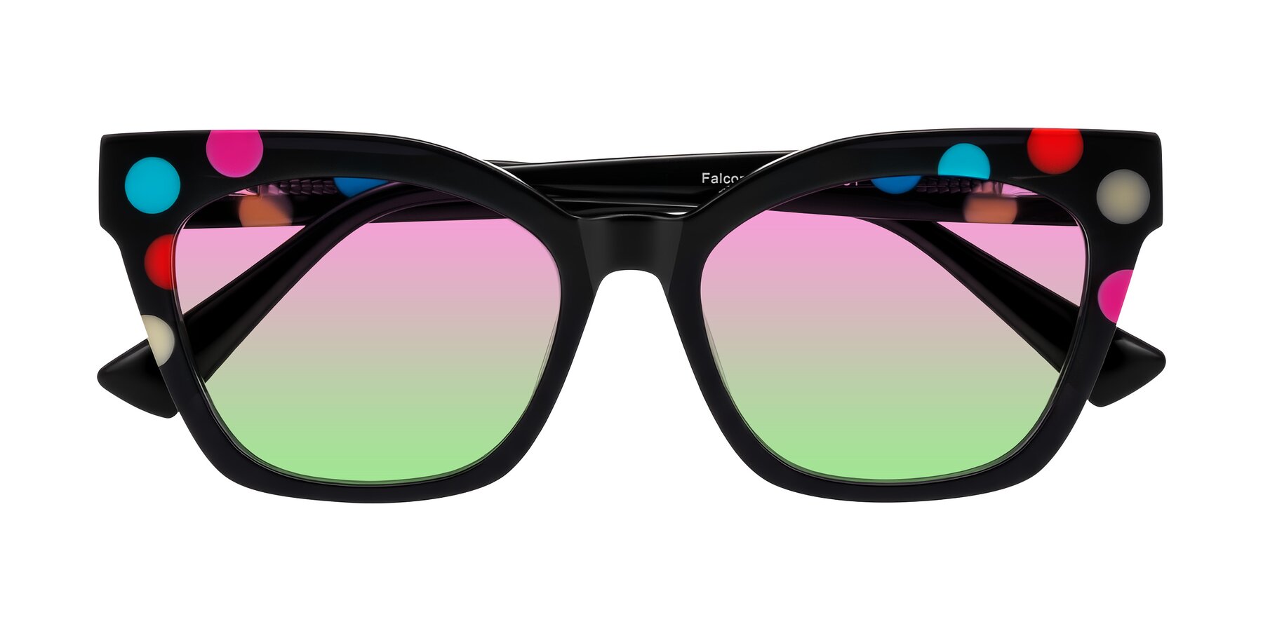Folded Front of Falcon in Midnight Spots with Pink / Green Gradient Lenses