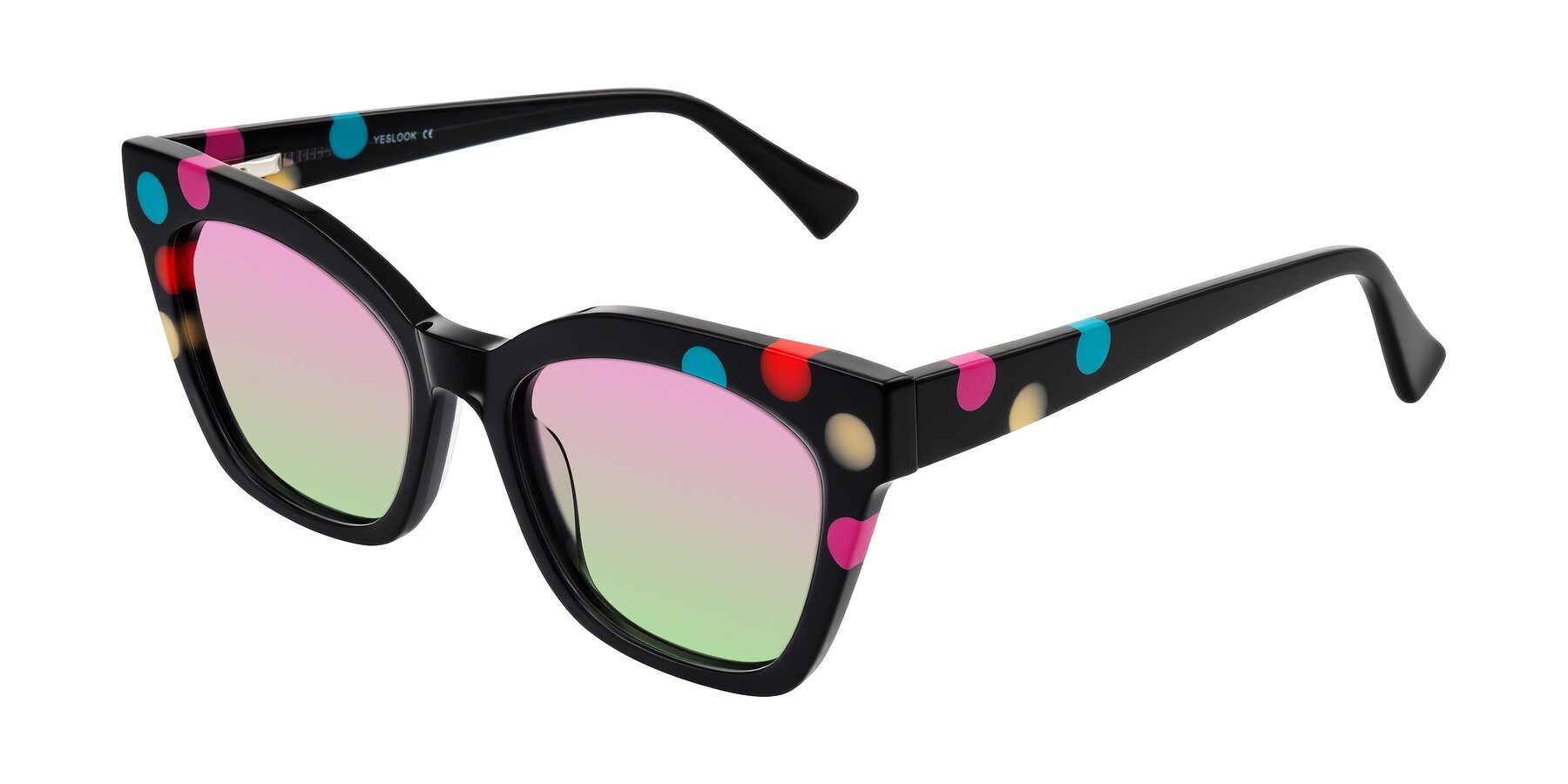 Angle of Falcon in Midnight Spots with Pink / Green Gradient Lenses