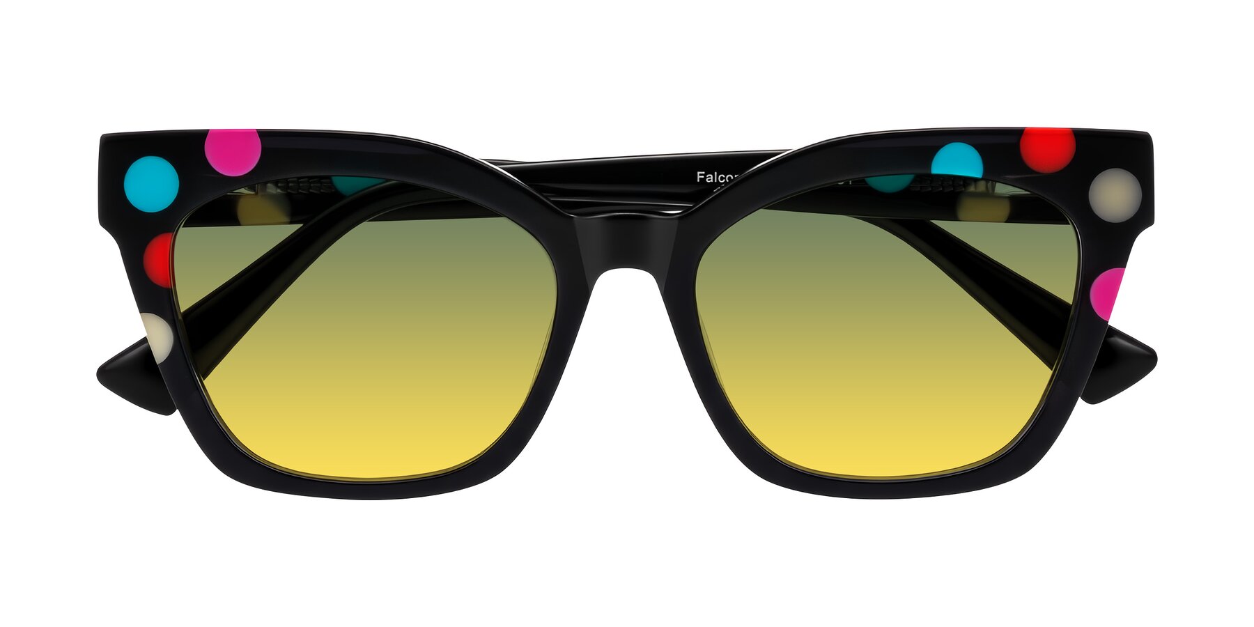 Folded Front of Falcon in Midnight Spots with Green / Yellow Gradient Lenses
