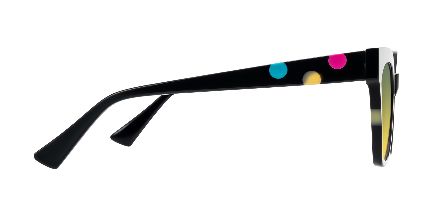 Side of Falcon in Midnight Spots with Green / Yellow Gradient Lenses