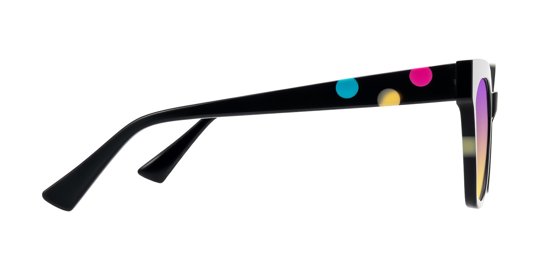 Side of Falcon in Midnight Spots with Purple / Yellow Gradient Lenses