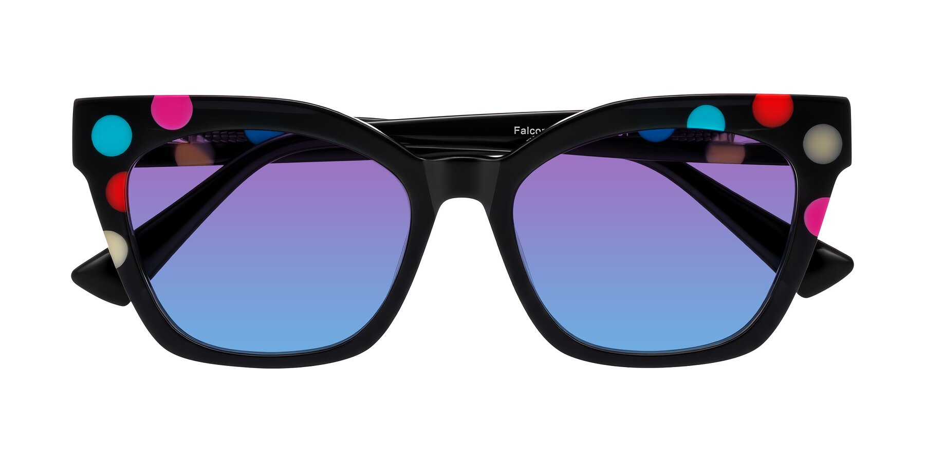 Folded Front of Falcon in Midnight Spots with Purple / Blue Gradient Lenses