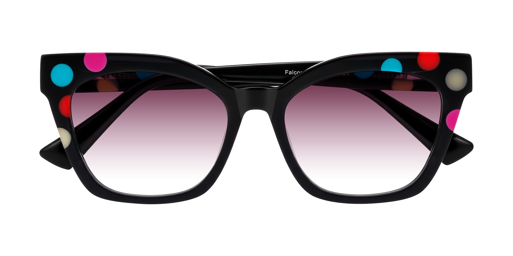 Folded Front of Falcon in Midnight Spots with Wine Gradient Lenses