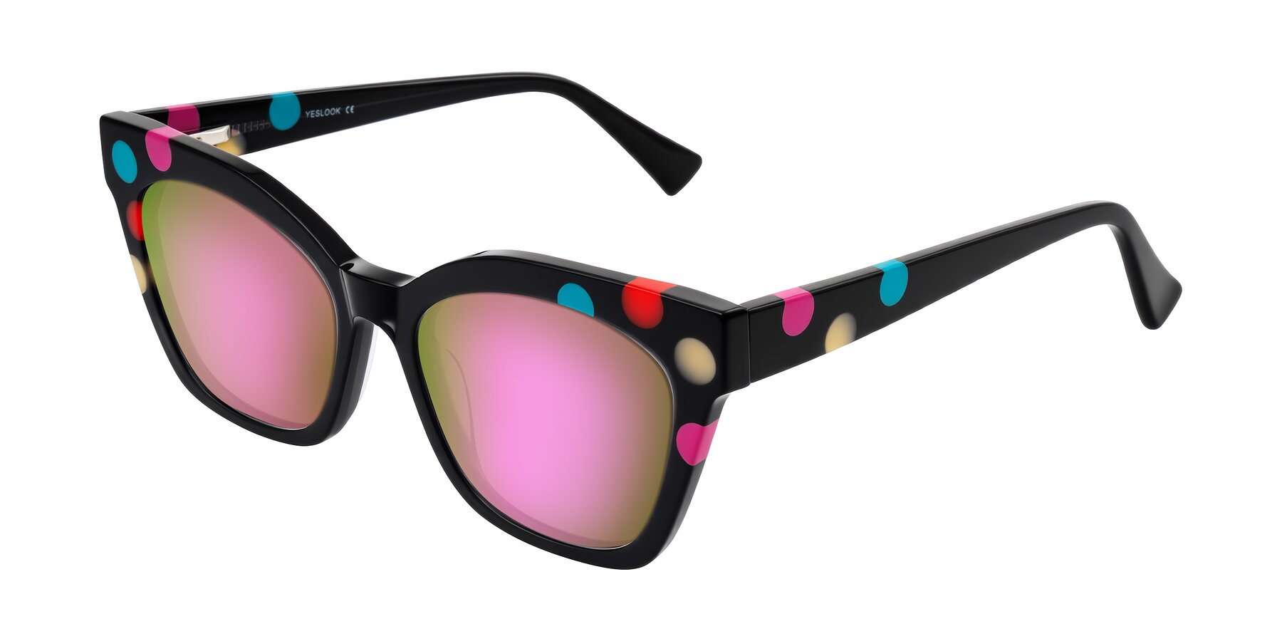 Angle of Falcon in Midnight Spots with Pink Mirrored Lenses