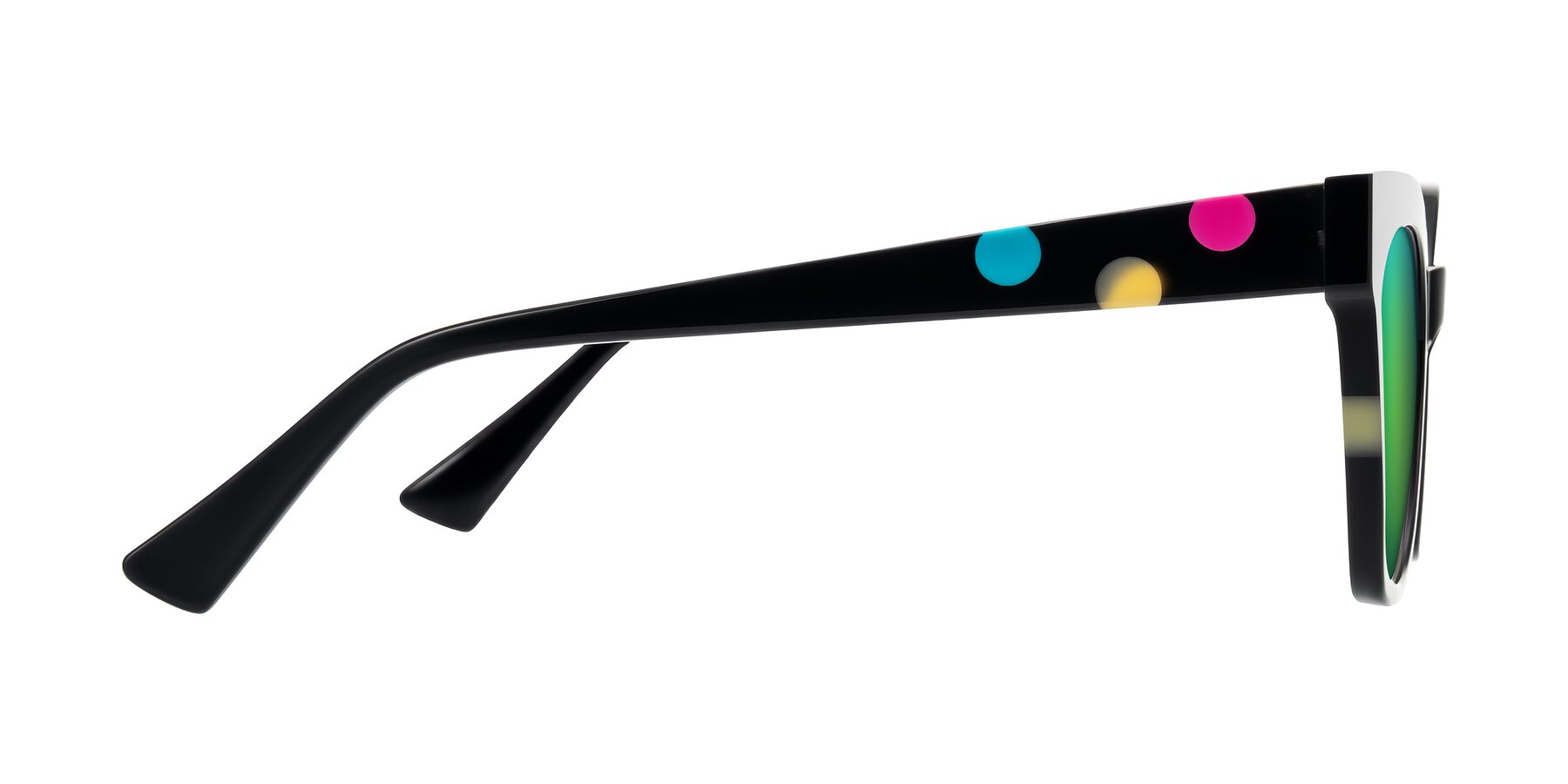 Side of Falcon in Midnight Spots with Green Mirrored Lenses