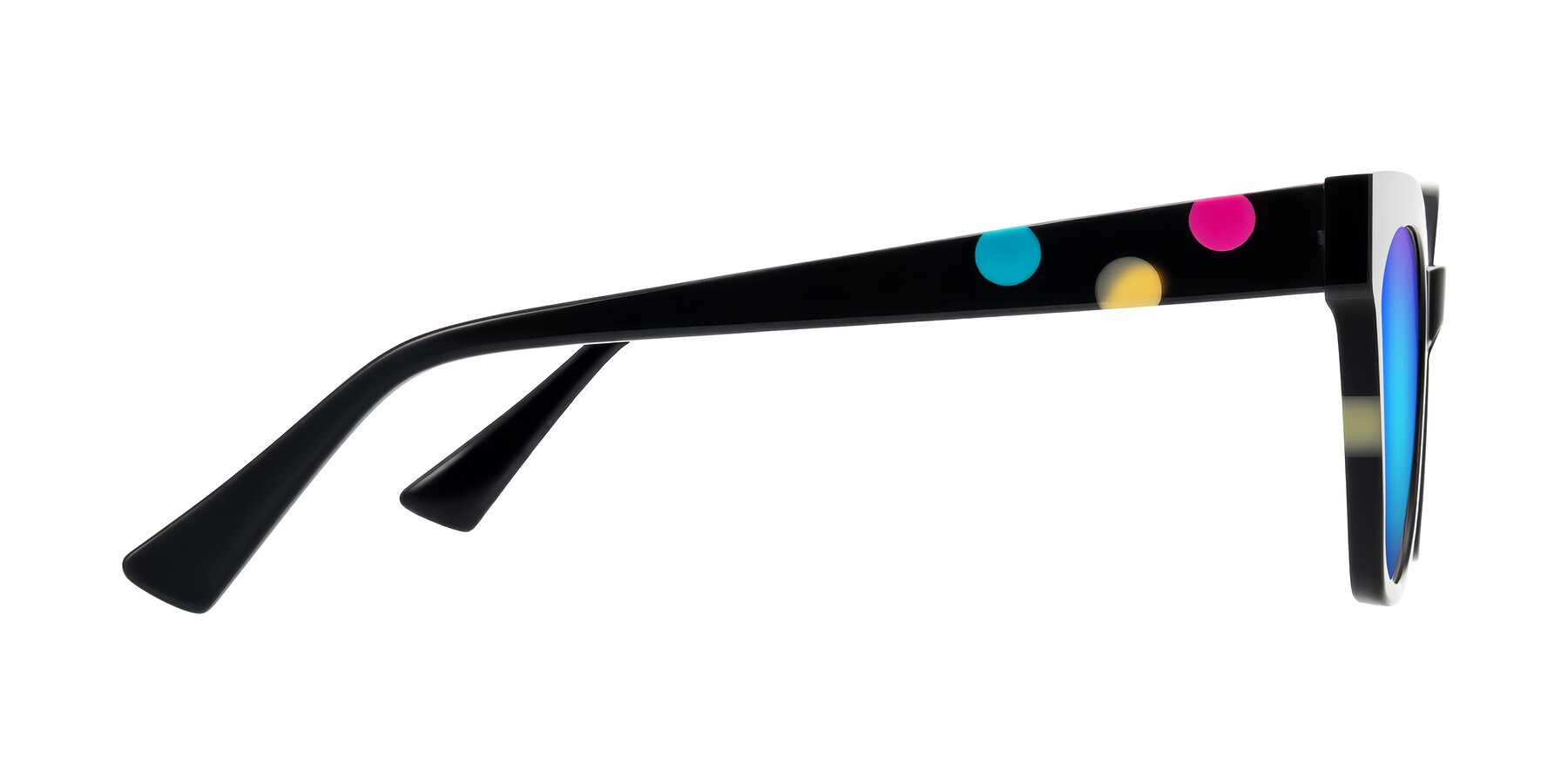 Side of Falcon in Midnight Spots with Blue Mirrored Lenses