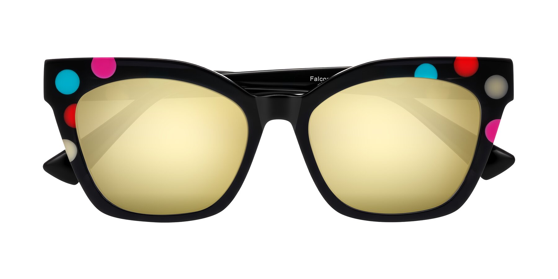 Folded Front of Falcon in Midnight Spots with Gold Mirrored Lenses