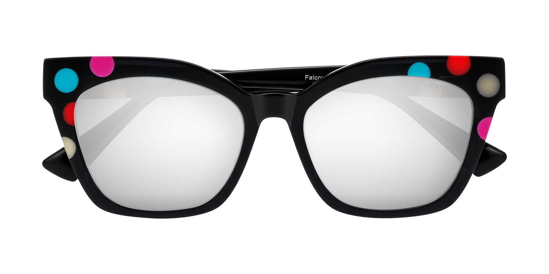 Folded Front of Falcon in Midnight Spots with Silver Mirrored Lenses