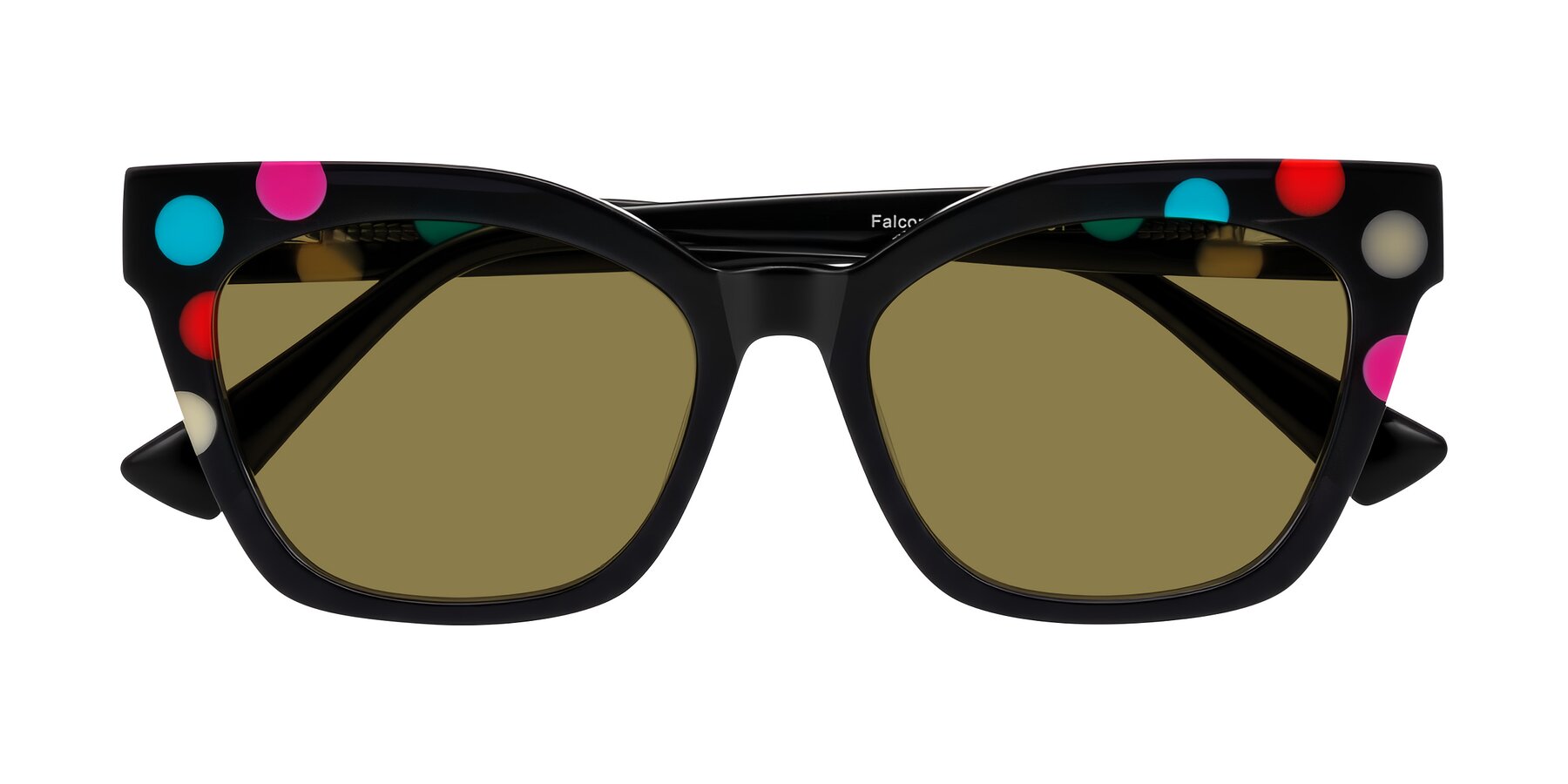 Folded Front of Falcon in Midnight Spots with Brown Polarized Lenses