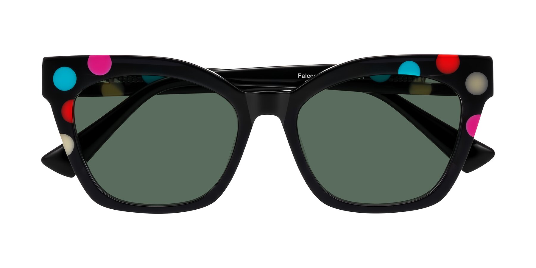 Folded Front of Falcon in Midnight Spots with Green Polarized Lenses