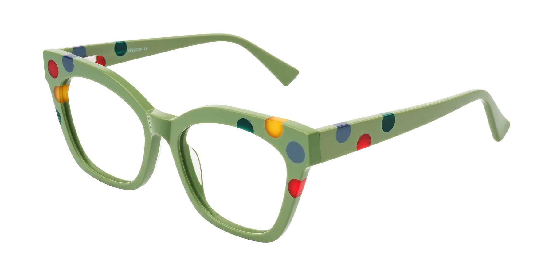 Angle of Falcon in Ladybug Red with Clear Eyeglass Lenses