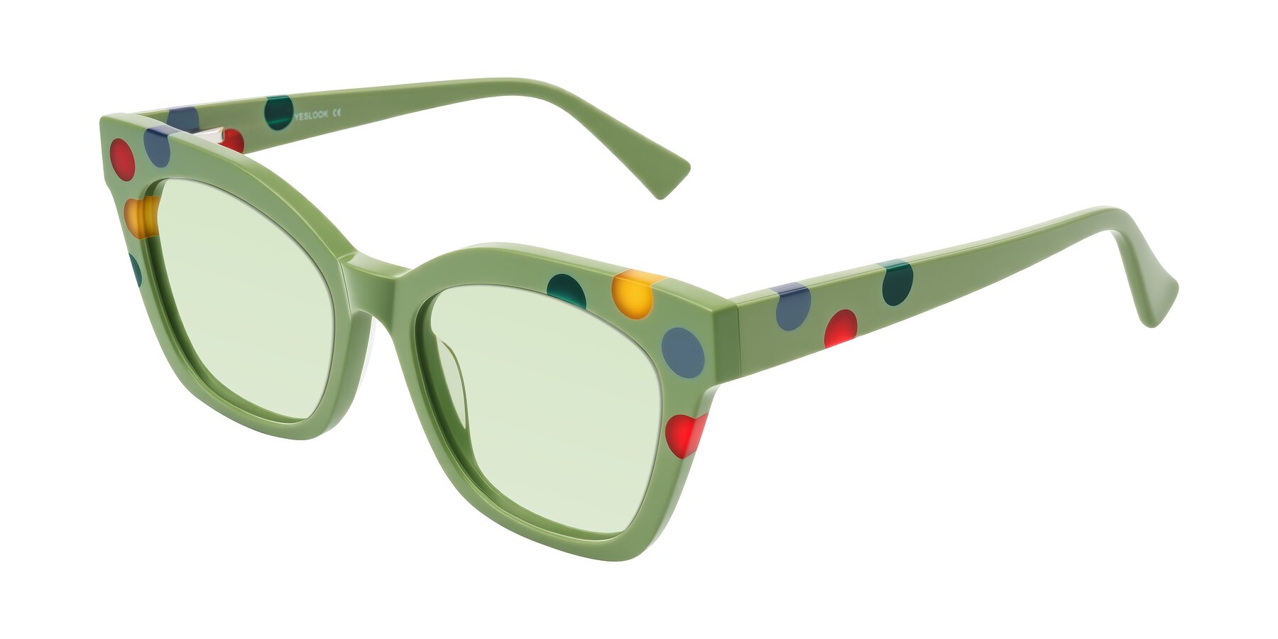 Angle of Falcon in Ladybug Red with Light Green Tinted Lenses