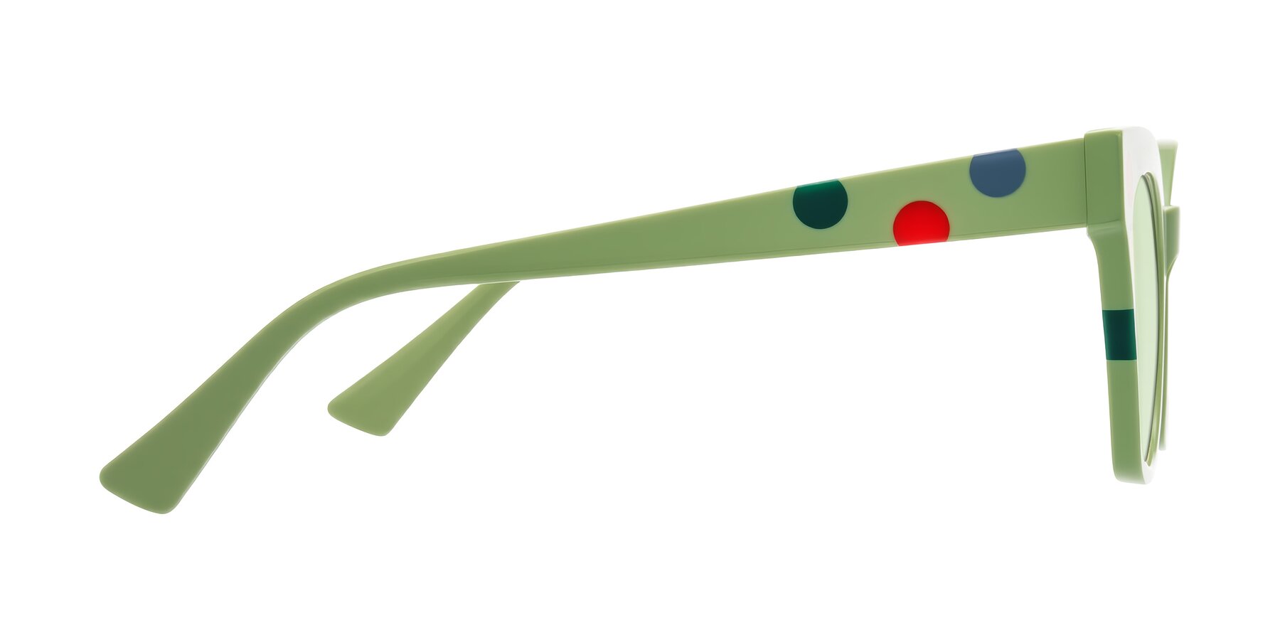 Side of Falcon in Ladybug Red with Light Green Tinted Lenses