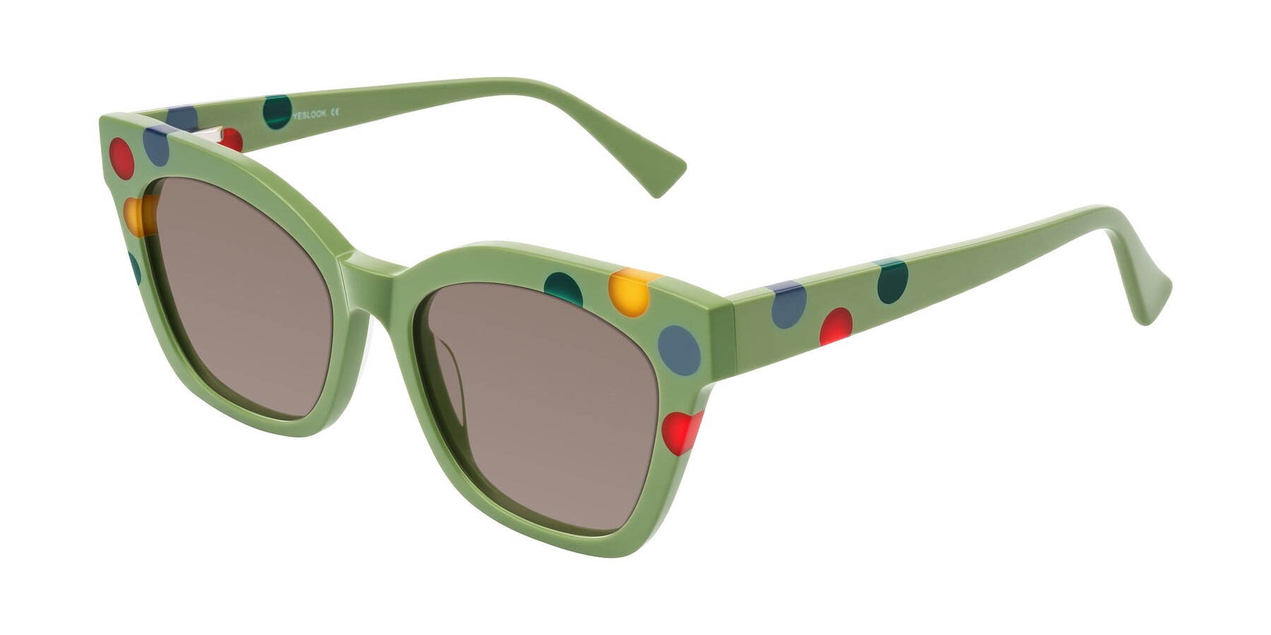 Angle of Falcon in Ladybug Red with Medium Brown Tinted Lenses