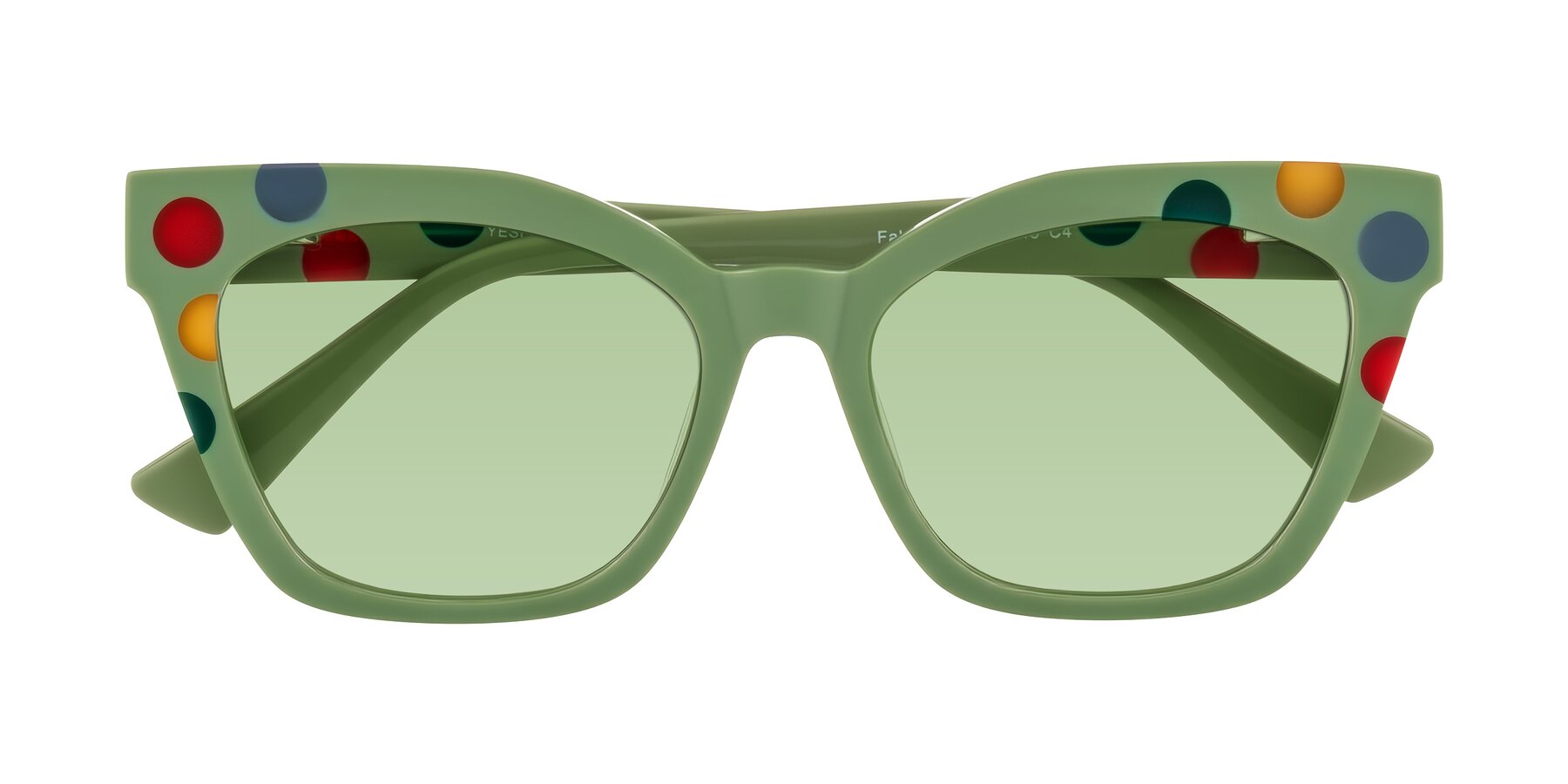 Folded Front of Falcon in Ladybug Red with Medium Green Tinted Lenses