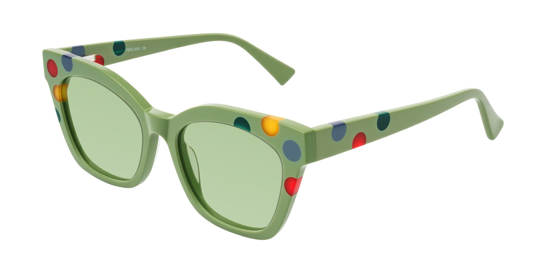 Angle of Falcon in Ladybug Red with Medium Green Tinted Lenses