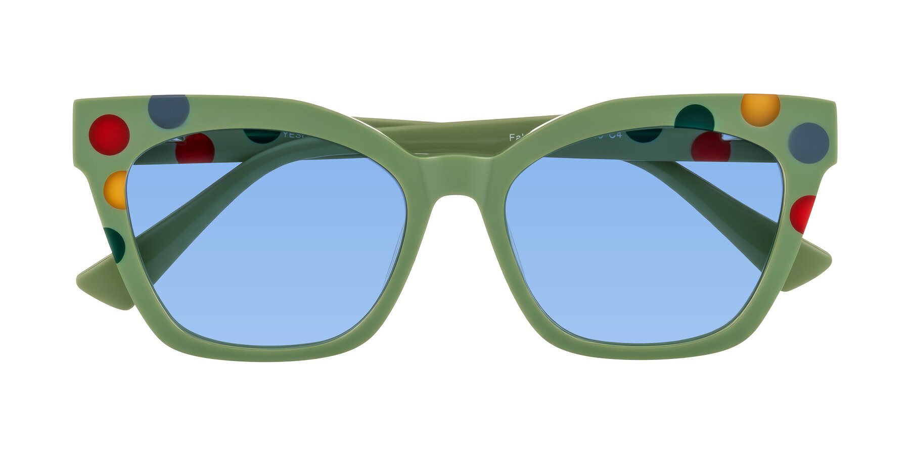 Folded Front of Falcon in Ladybug Red with Medium Blue Tinted Lenses