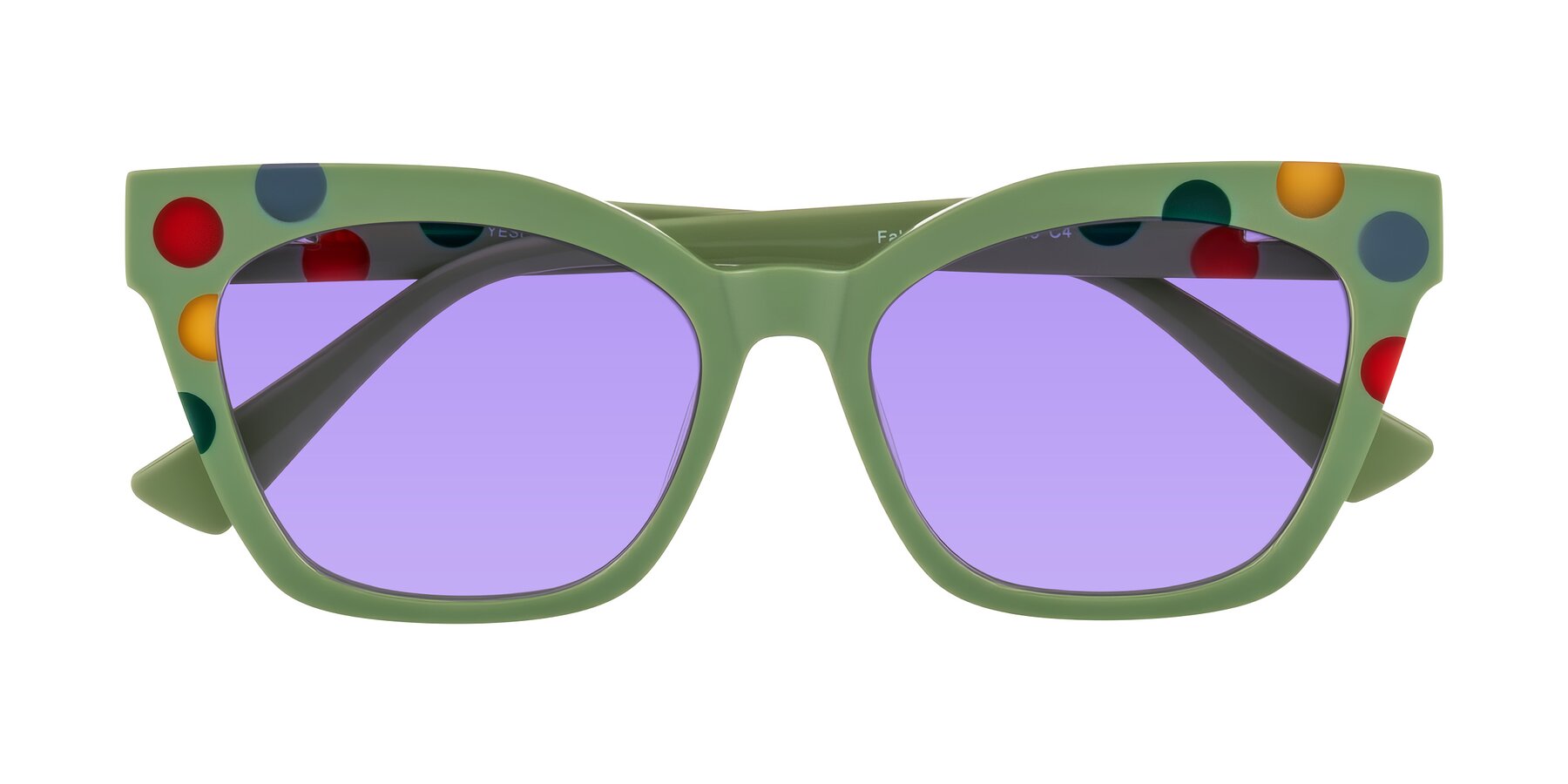 Folded Front of Falcon in Ladybug Red with Medium Purple Tinted Lenses