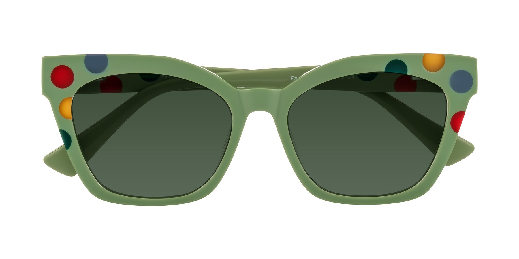 Folded Front of Falcon in Ladybug Red with Green Tinted Lenses