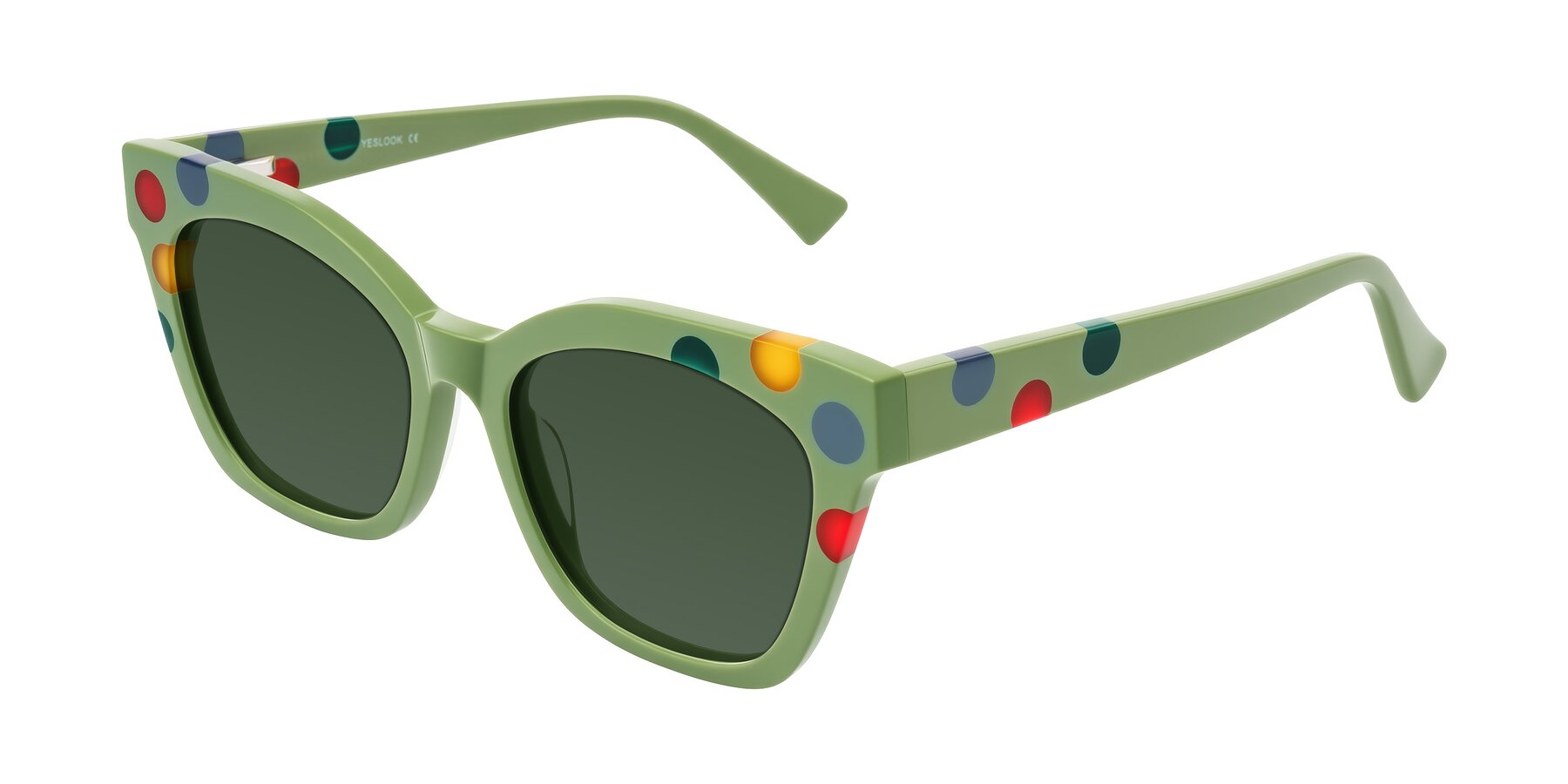 Angle of Falcon in Ladybug Red with Green Tinted Lenses