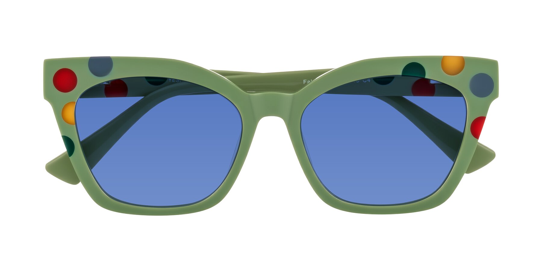 Folded Front of Falcon in Ladybug Red with Blue Tinted Lenses