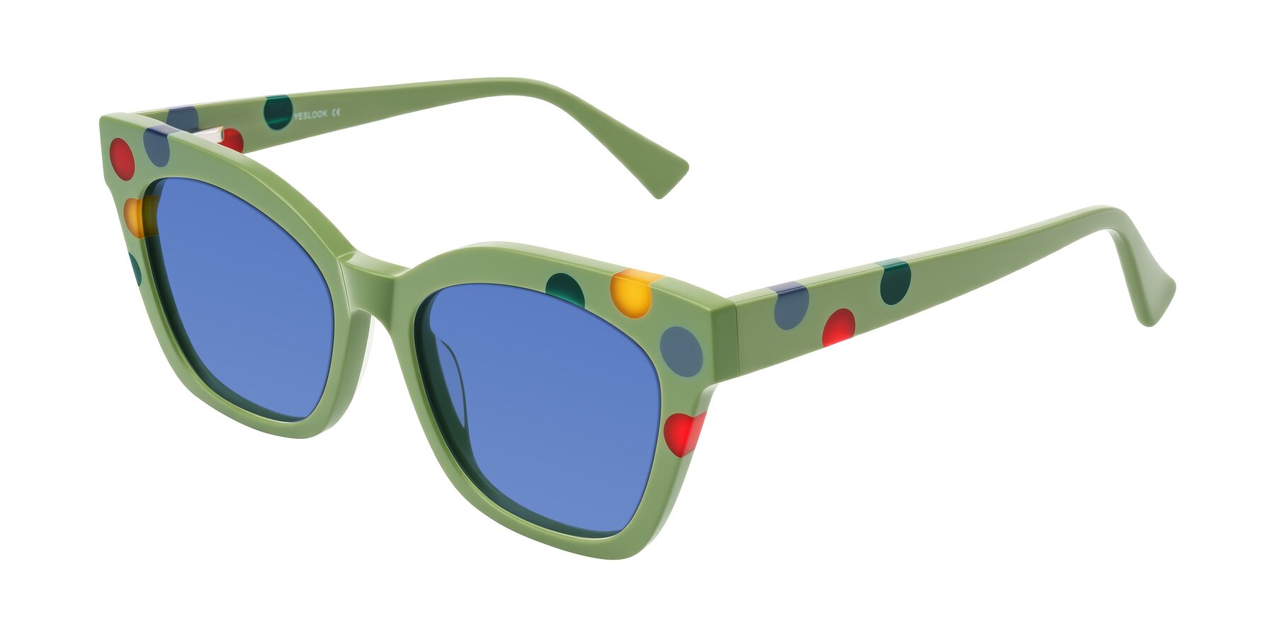 Angle of Falcon in Ladybug Red with Blue Tinted Lenses