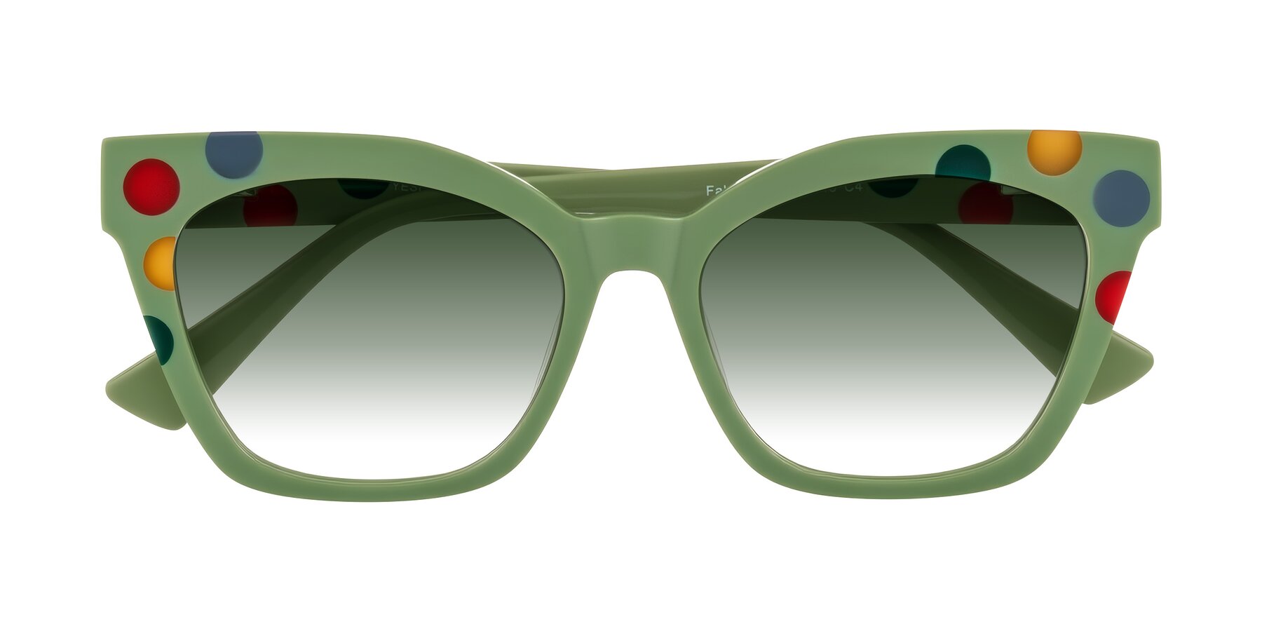 Folded Front of Falcon in Ladybug Red with Green Gradient Lenses
