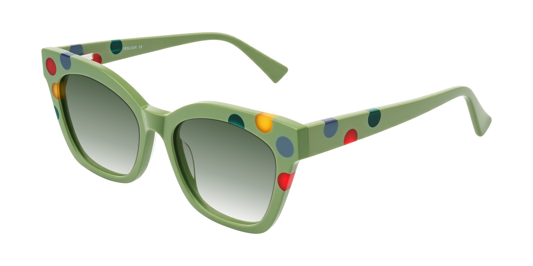 Angle of Falcon in Ladybug Red with Green Gradient Lenses