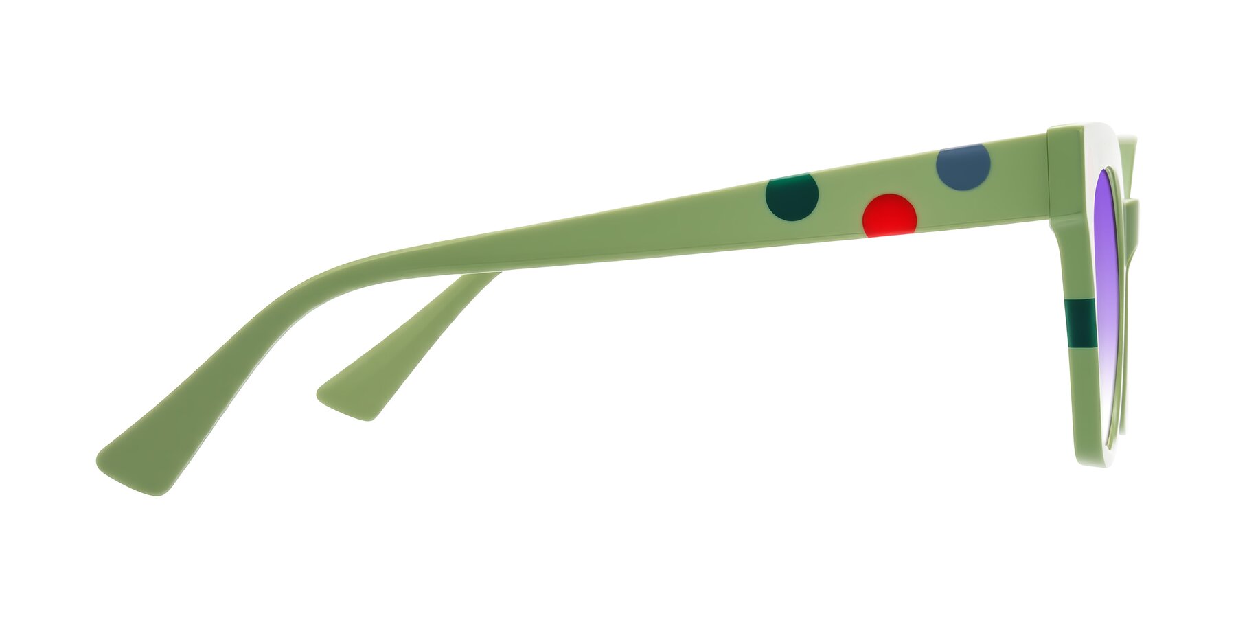 Side of Falcon in Ladybug Red with Purple Gradient Lenses