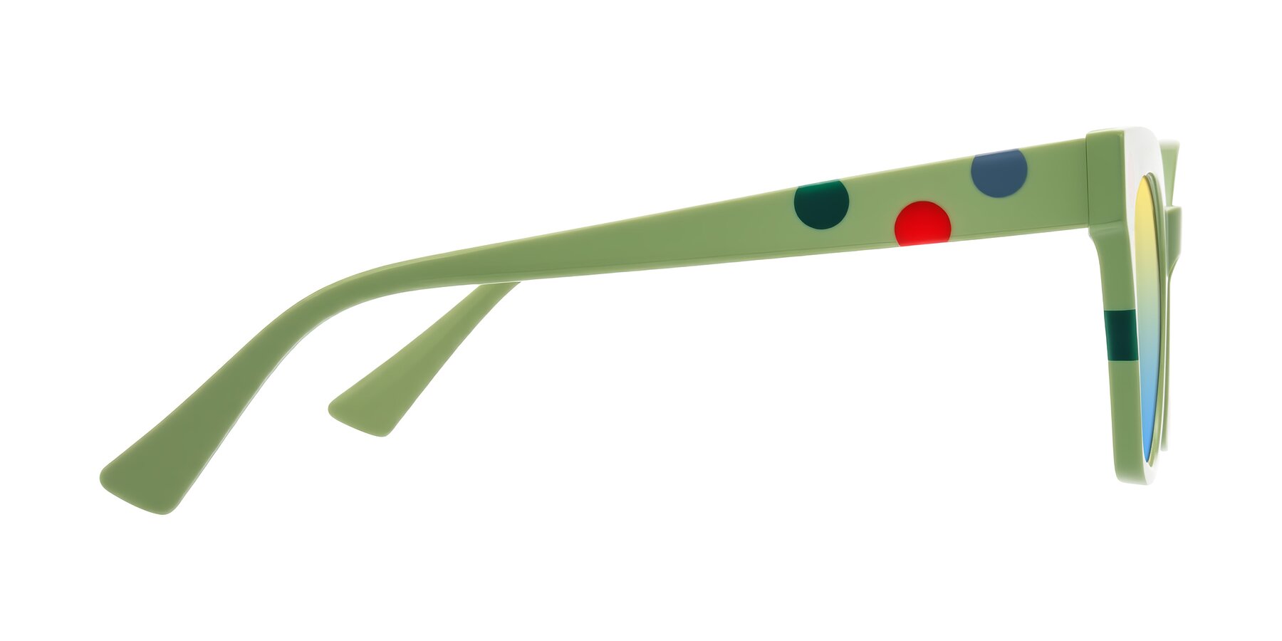 Side of Falcon in Ladybug Red with Yellow / Blue Gradient Lenses