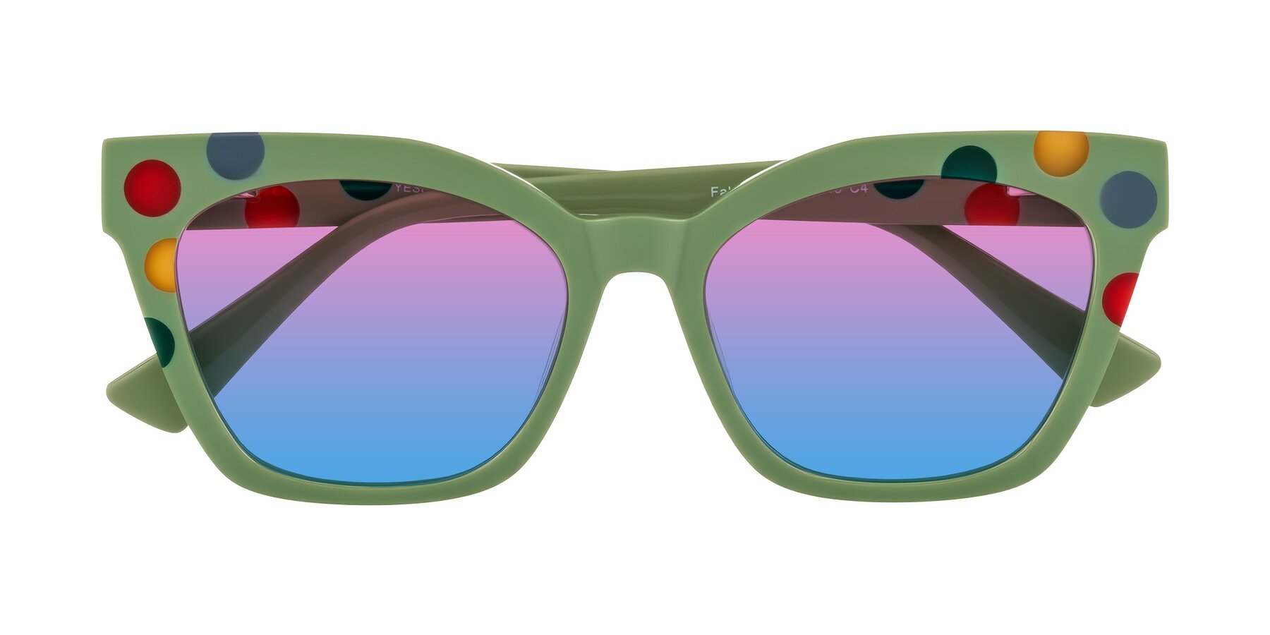 Folded Front of Falcon in Ladybug Red with Pink / Blue Gradient Lenses