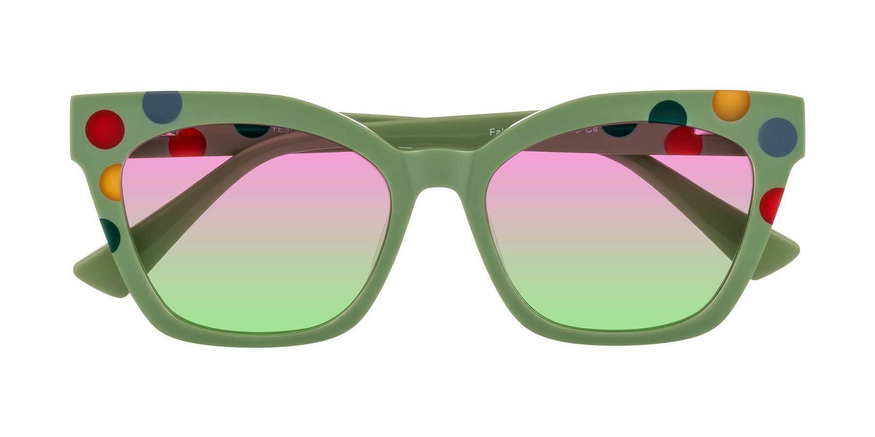 Folded Front of Falcon in Ladybug Red with Pink / Green Gradient Lenses
