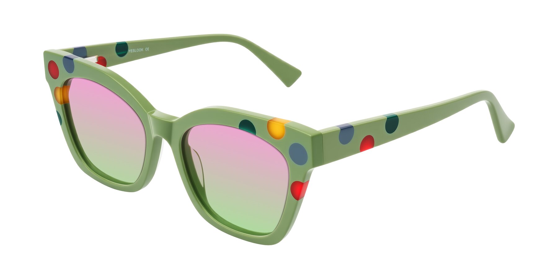 Angle of Falcon in Ladybug Red with Pink / Green Gradient Lenses