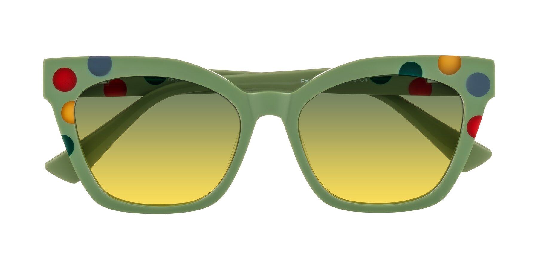 Folded Front of Falcon in Ladybug Red with Green / Yellow Gradient Lenses