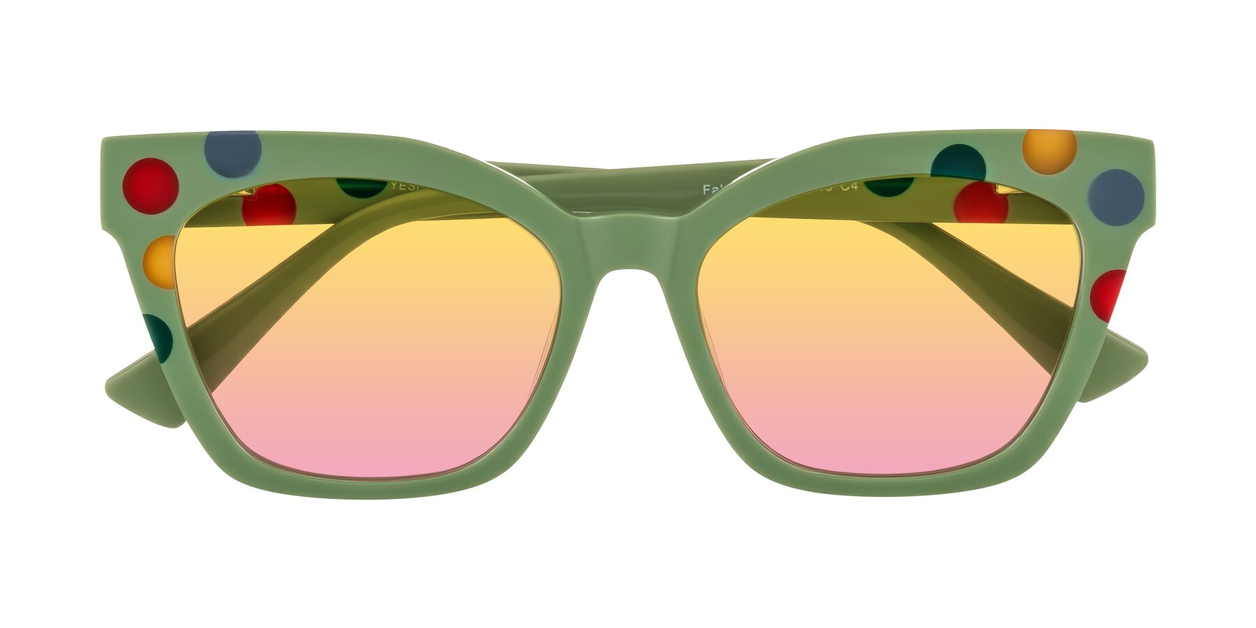 Folded Front of Falcon in Ladybug Red with Yellow / Pink Gradient Lenses