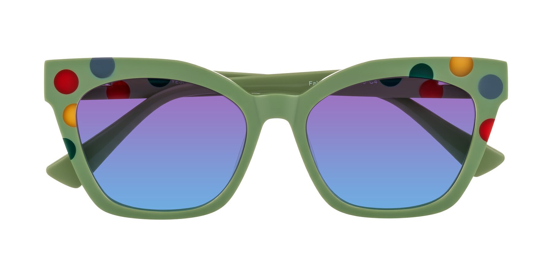 Folded Front of Falcon in Ladybug Red with Purple / Blue Gradient Lenses