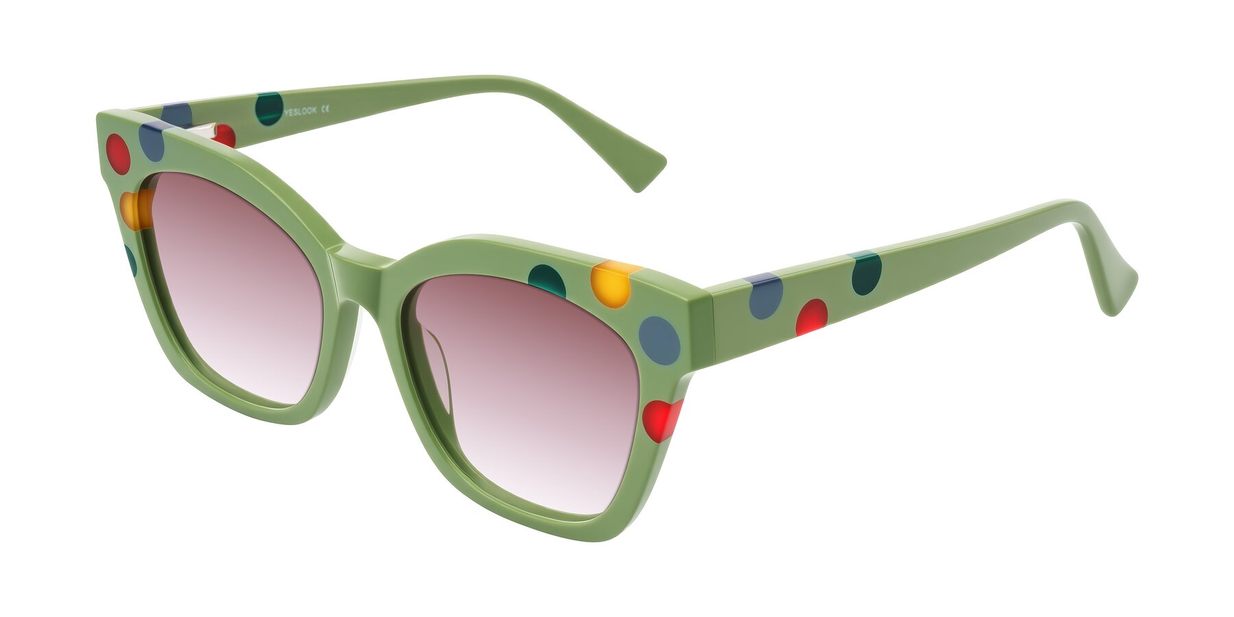 Angle of Falcon in Ladybug Red with Garnet Gradient Lenses