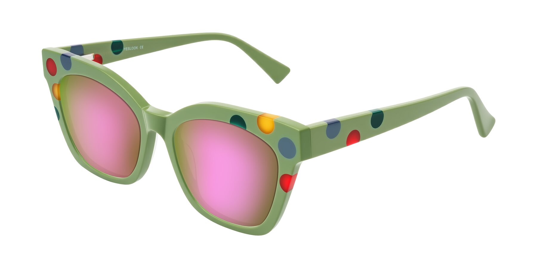 Angle of Falcon in Ladybug Red with Pink Mirrored Lenses