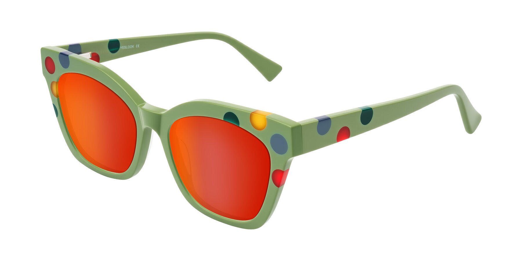Angle of Falcon in Ladybug Red with Red Gold Mirrored Lenses