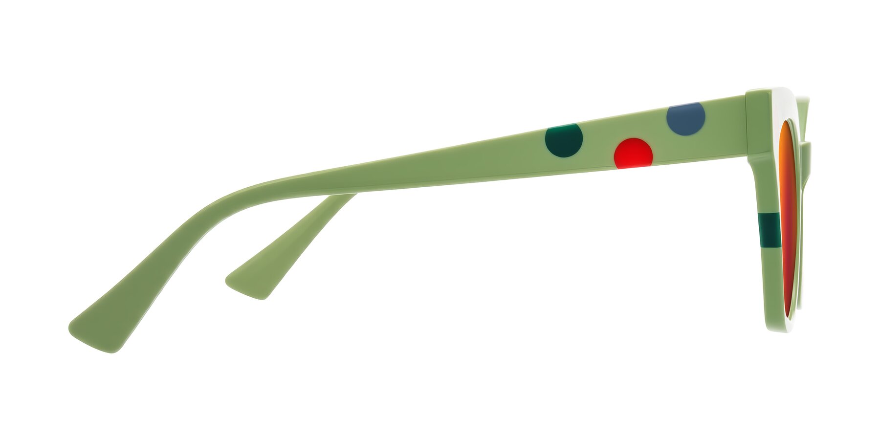 Side of Falcon in Ladybug Red with Red Gold Mirrored Lenses