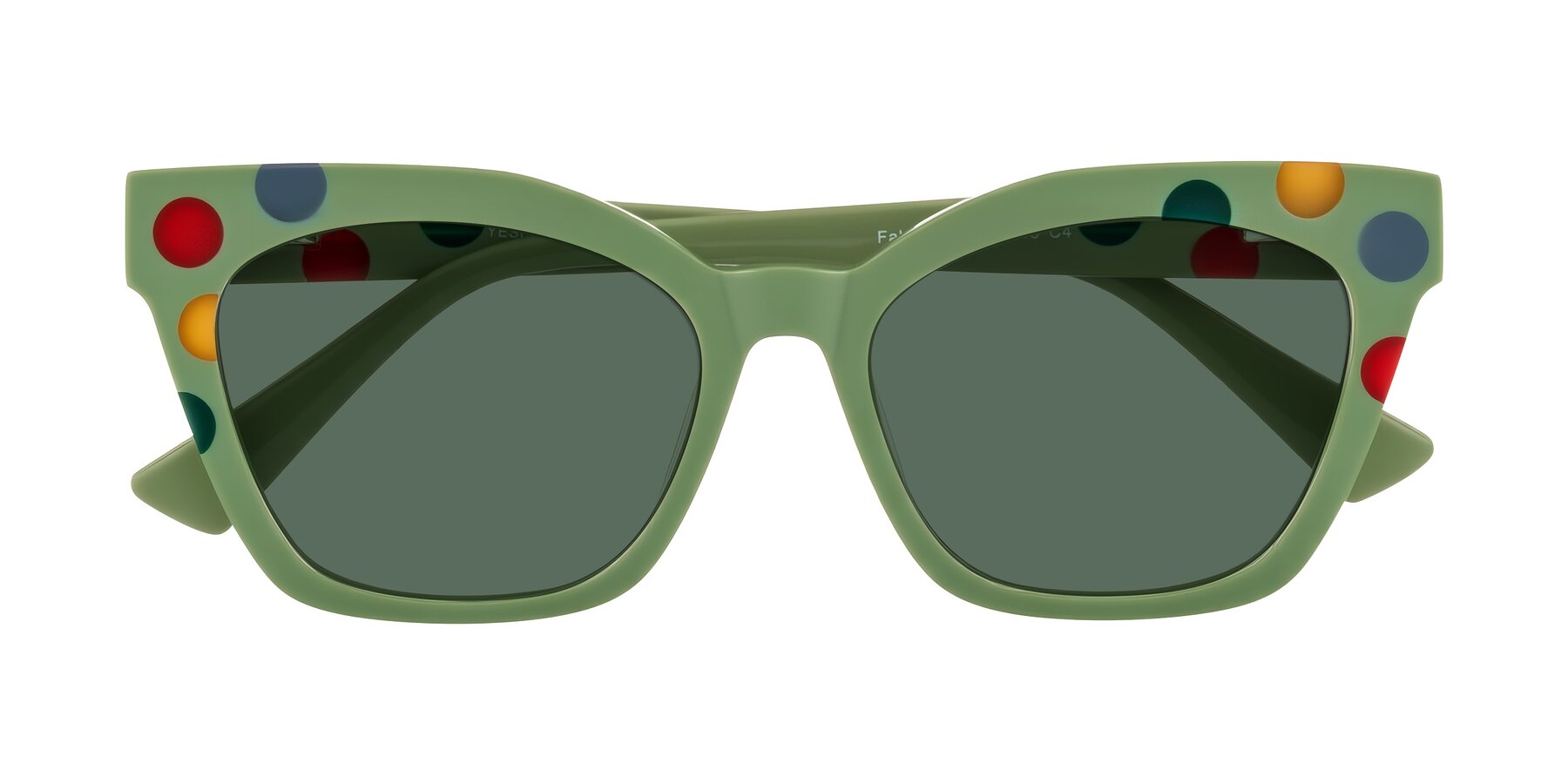 Folded Front of Falcon in Ladybug Red with Green Polarized Lenses