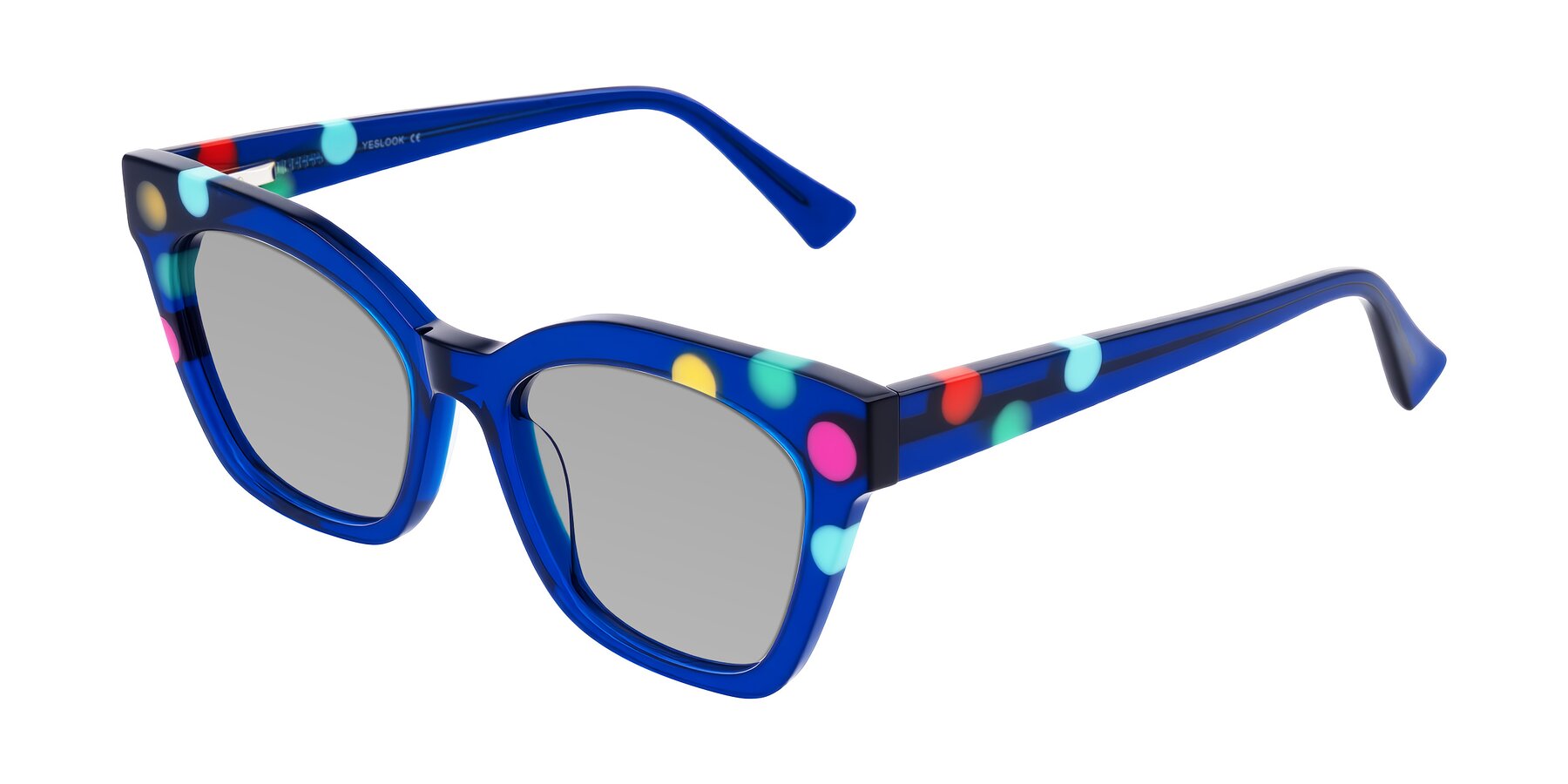Angle of Falcon in Blue Confetti with Light Gray Tinted Lenses