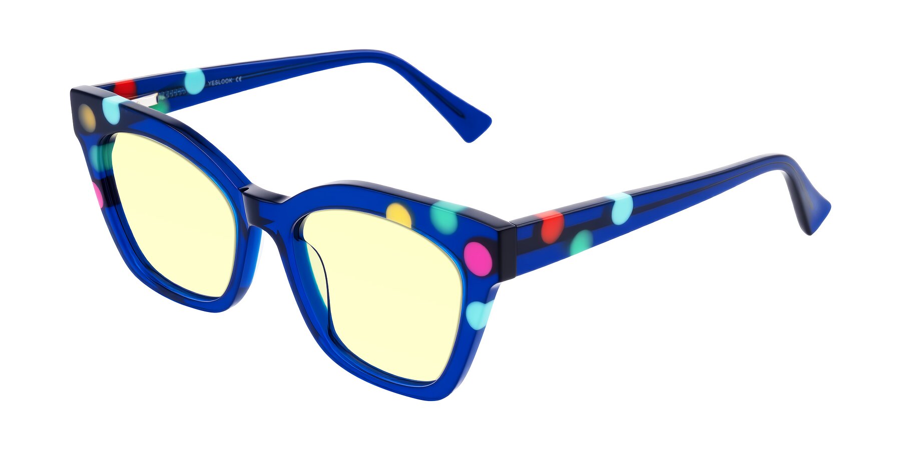 Angle of Falcon in Blue Confetti with Light Yellow Tinted Lenses