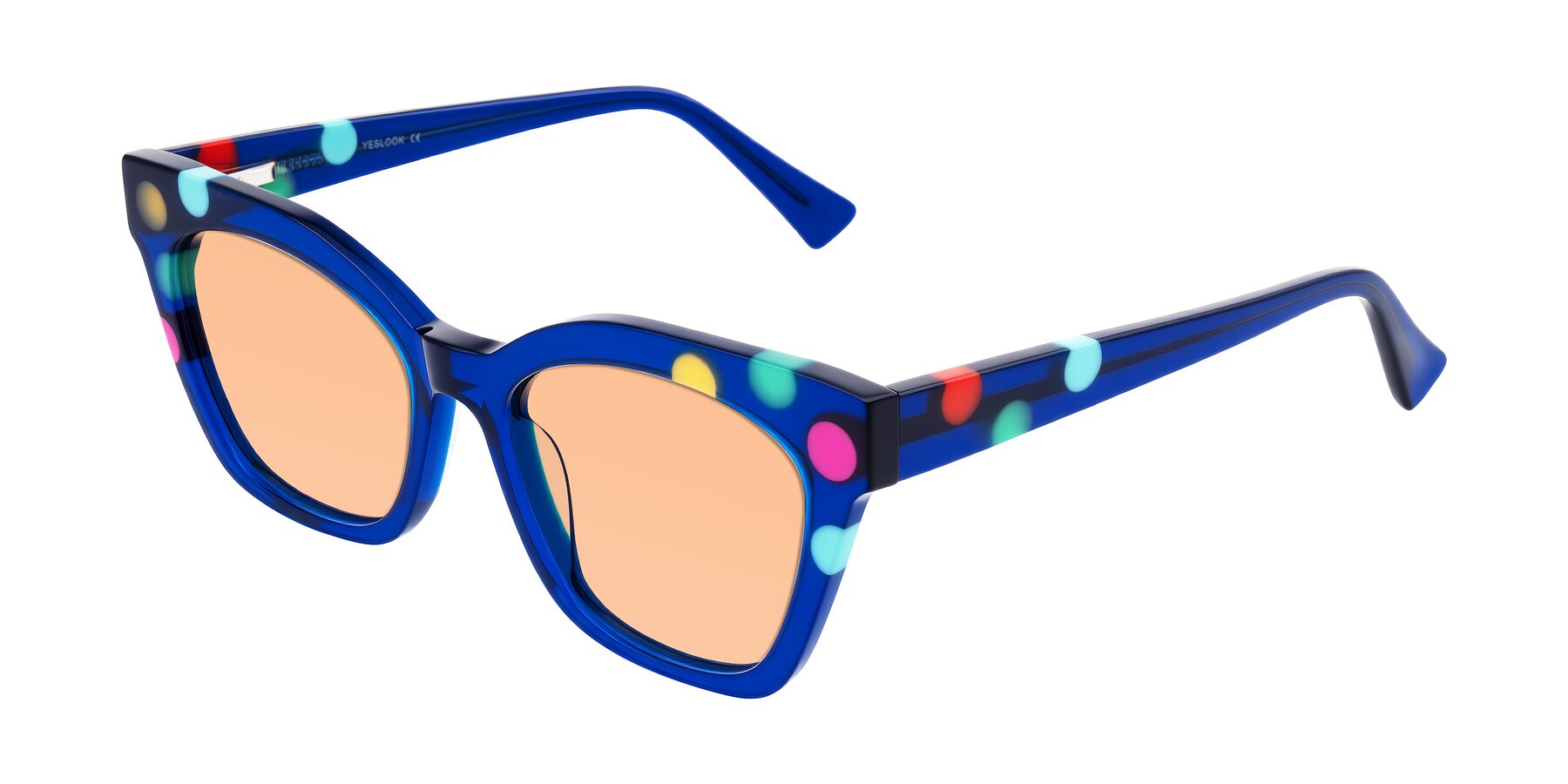 Angle of Falcon in Blue Confetti with Light Orange Tinted Lenses