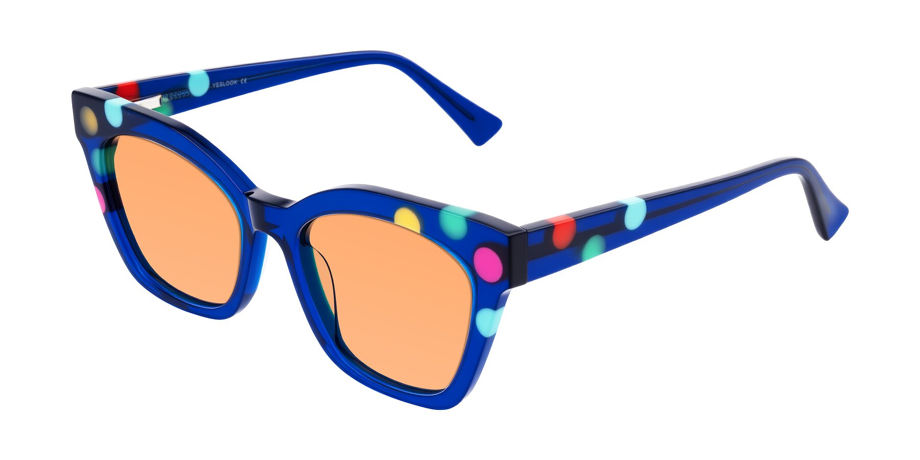 Angle of Falcon in Blue Confetti with Medium Orange Tinted Lenses